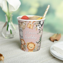 Pastel Tropical Wild One Jungle Safari Tiere Pappbecher