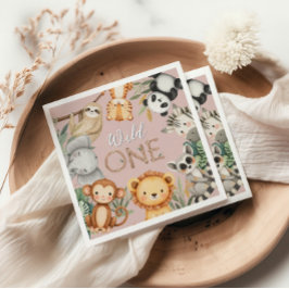 Pastel Tropical Wild One Jungle Safari Tiere Serviette