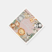 Pastel Tropical Wild One Jungle Safari Tiere Serviette (Ecke)