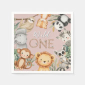 Pastel Tropical Wild One Jungle Safari Tiere Serviette (Vorderseite)