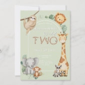 Pastel Tropical Wild Two Jungle Safari Tiere Einladung (Vorderseite)