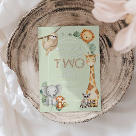 Pastel Tropical Wild Two Jungle Safari Tiere Einladung