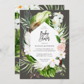 Pastel tropische+ goldene, geometrische Babydusche Save The Date (Vorne/Hinten)