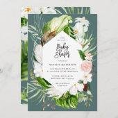 Pastel tropische+ goldene, geometrische Babydusche Save The Date (Vorne/Hinten)