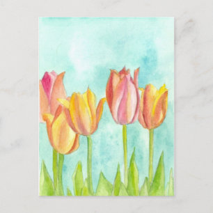 Pastel Tulip Blume Aquarellfarben Weichrosa Postkarte