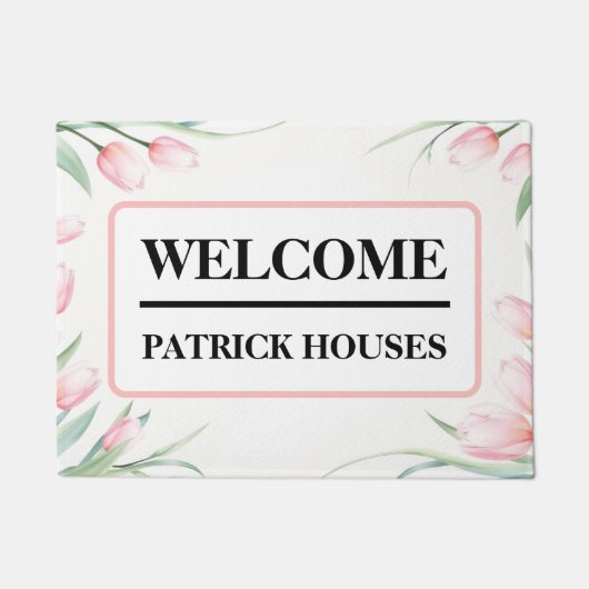 Pastel Tulip Border Personalized Fußmatte (Vorderseite)