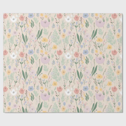 Pastel Tulip Design Geschenkpapier (Flach)