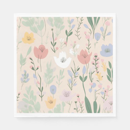 Pastel Tulip Design Serviette (Vorderseite)