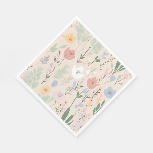 Pastel Tulip Design Serviette (Ecke)