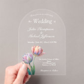 Pastel Tulip Wedding Suite Elegant Typography Acryleinladungen (Insitu (Handheld))