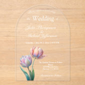 Pastel Tulip Wedding Suite Elegant Typography Acryleinladungen (Vorderseite)