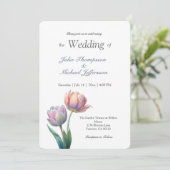 Pastel Tulip Wedding Suite Elegant Typography Einladung (Stehend Vorderseite)