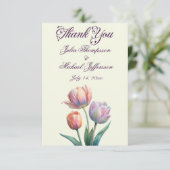 Pastel Tulip Wedding Suite Elegante Typografie Dankeskarte (Stehend Vorderseite)