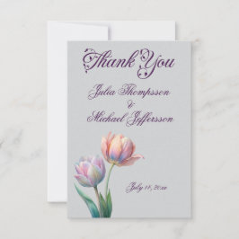 Pastel Tulip Wedding Suite Elegante Typografie Dankeskarte