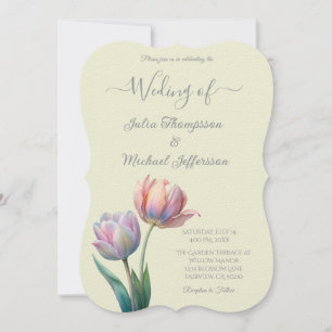 Pastel Tulip Wedding Suite Elegante Typografie Einladung