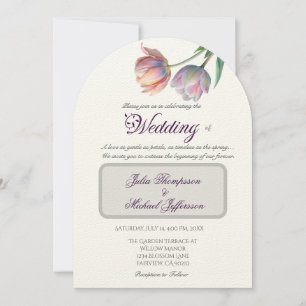 Pastel Tulip Wedding Suite Elegante Typografie Einladung