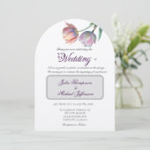 Pastel Tulip Wedding Suite Elegante Typografie Einladung (Stehend Vorderseite)