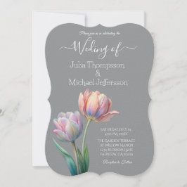 Pastel Tulip Wedding Suite Elegante Typografie Einladung