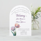 Pastel Tulip Wedding Suite Elegante Typografie Einladung (Stehend Vorderseite)