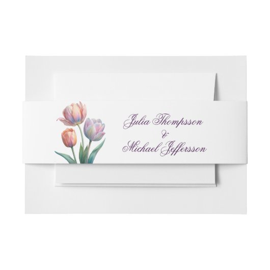 Pastel Tulip Wedding Suite Elegante Typografie Einladungsbanderole (Vorderseite Beispiel)
