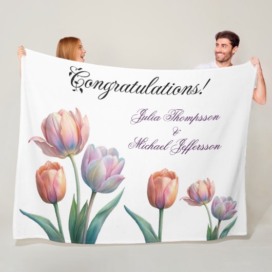 Pastel Tulip Wedding Suite Elegante Typografie Fleecedecke (Beispiel)
