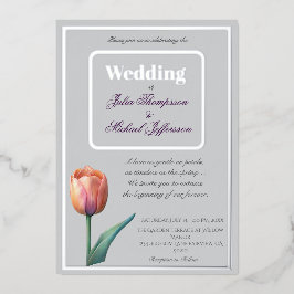 Pastel Tulip Wedding Suite Elegante Typografie Folieneinladung