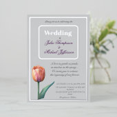 Pastel Tulip Wedding Suite Elegante Typografie Folieneinladung (Stehend vorne)