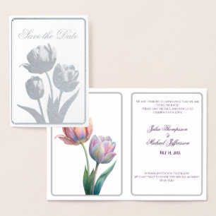 Pastel Tulip Wedding Suite Elegante Typografie Folienkarte