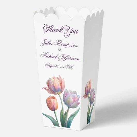 Pastel Tulip Wedding Suite Elegante Typografie Geschenkschachtel (Vorderseite)
