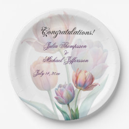 Pastel Tulip Wedding Suite Elegante Typografie Pappteller