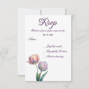 Pastel Tulip Wedding Suite Elegante Typografie RSVP Karte