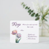 Pastel Tulip Wedding Suite Elegante Typografie RSVP Karte (Stehend Vorderseite)
