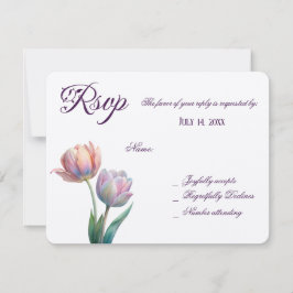 Pastel Tulip Wedding Suite Elegante Typografie RSVP Karte