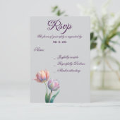 Pastel Tulip Wedding Suite Elegante Typografie RSVP Karte (Stehend Vorderseite)
