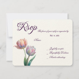 Pastel Tulip Wedding Suite Elegante Typografie RSVP Karte