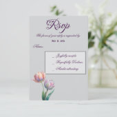 Pastel Tulip Wedding Suite Elegante Typografie RSVP Karte (Stehend Vorderseite)