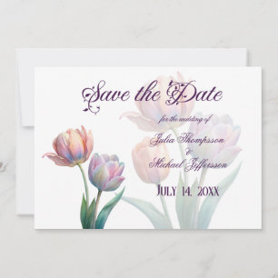Pastel Tulip Wedding Suite Elegante Typografie Save The Date