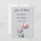 Pastel Tulip Wedding Suite Elegante Typografie Save The Date (Vorderseite)