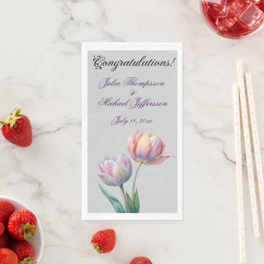 Pastel Tulip Wedding Suite Elegante Typografie Serviette (Beispiel)