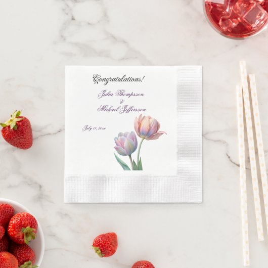 Pastel Tulip Wedding Suite Elegante Typografie Serviette (Beispiel)