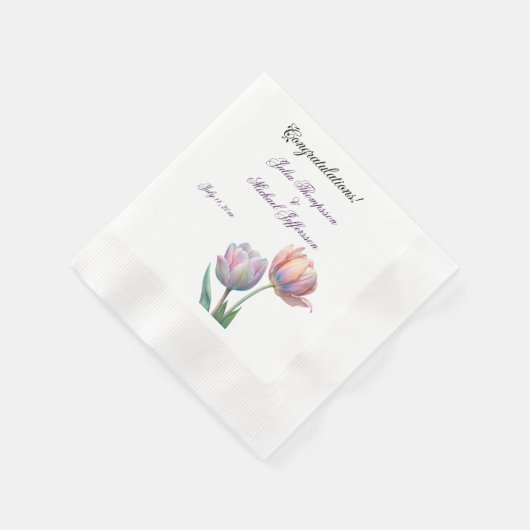 Pastel Tulip Wedding Suite Elegante Typografie Serviette (Ecke)