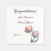 Pastel Tulip Wedding Suite Elegante Typografie Serviette (Vorderseite)