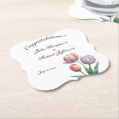 Pastel Tulip Wedding Suite Elegante Typografie Untersetzer (angewinkelt)