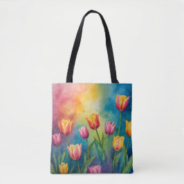 Pastel Tulips Aquarelltasche Tasche