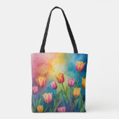 Pastel Tulips Aquarelltasche Tasche (Rückseite)