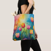 Pastel Tulips Aquarelltasche Tasche (Von Nahem)