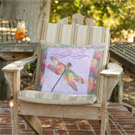 Pastel Tulips & Dragon Fly Outdoor Garden Kissen