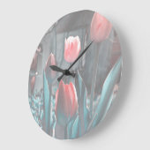 Pastel Tulips Wall clock Große Wanduhr (Winkel)