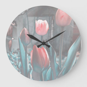 Pastel Tulips Wall clock Große Wanduhr
