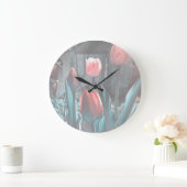 Pastel Tulips Wall clock Große Wanduhr (Zuhause)